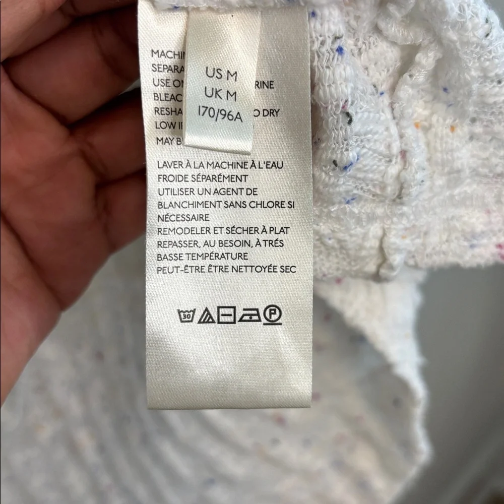 Free People Baja Babe Hacci Hooded Pullover White Multicolor Speckles Top M - Picture 8 of 13